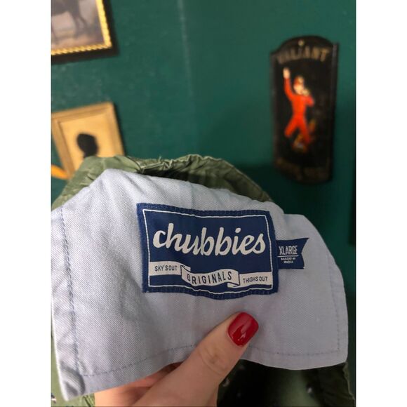 Chubbies Green All Over Chicken of the sea Shorts Mens Size XL Elastic Waist - Picture 3 of 5